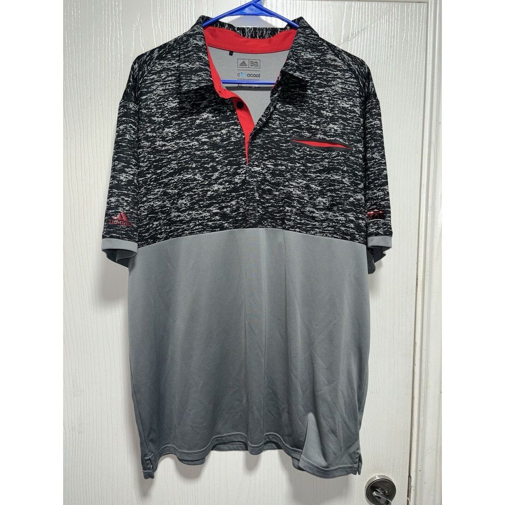 Adidas Climacool‎ Men's XLarge Black Gray Camo Short Sleeve Golf Polo Shirt